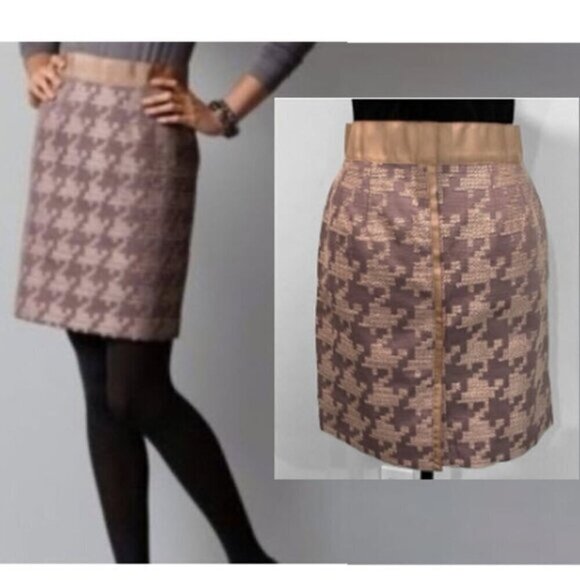 Ann Taylor Loft Pink Plaid Houndstooth Skirt Size 2 - Picture 1 of 14